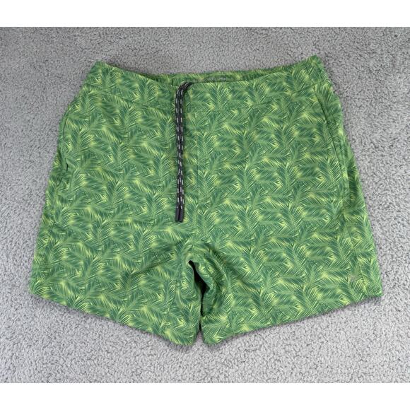 Mack Weldon Trunks Mens Swim Shorts Medium Green Leaf Print Lined Board - Picture 1 of 9